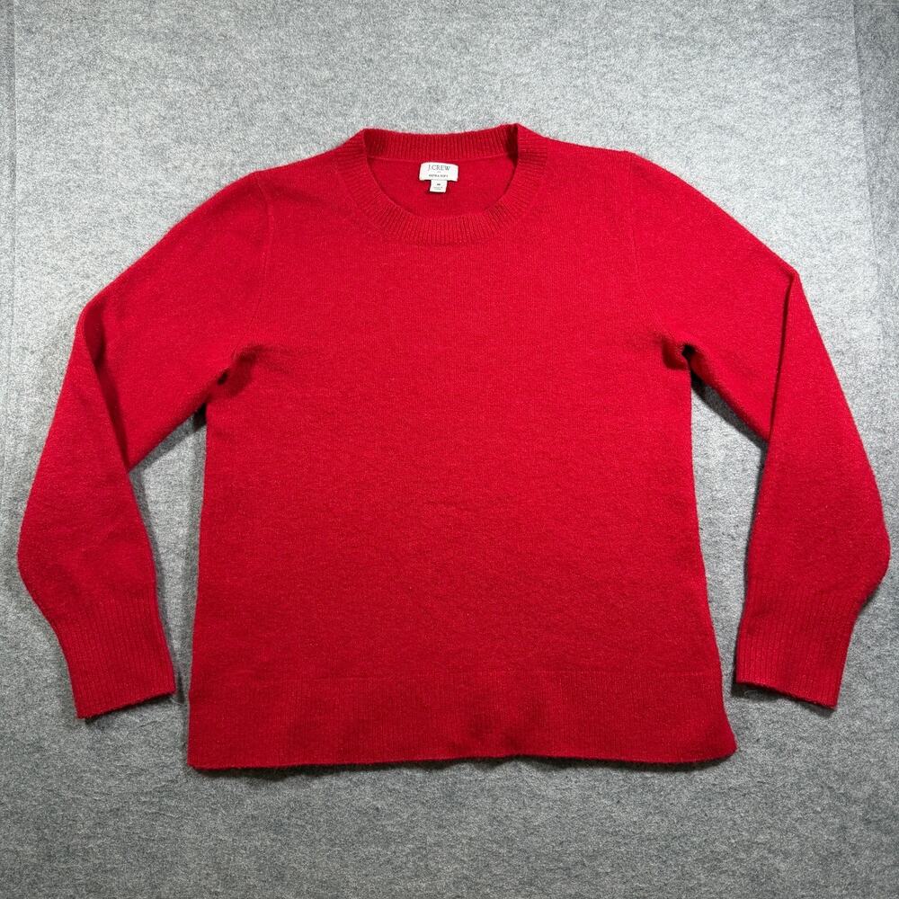 J.Crew Extra Soft Wool Blend Sweater Womens M Red Crewneck Fall Knit Pullover